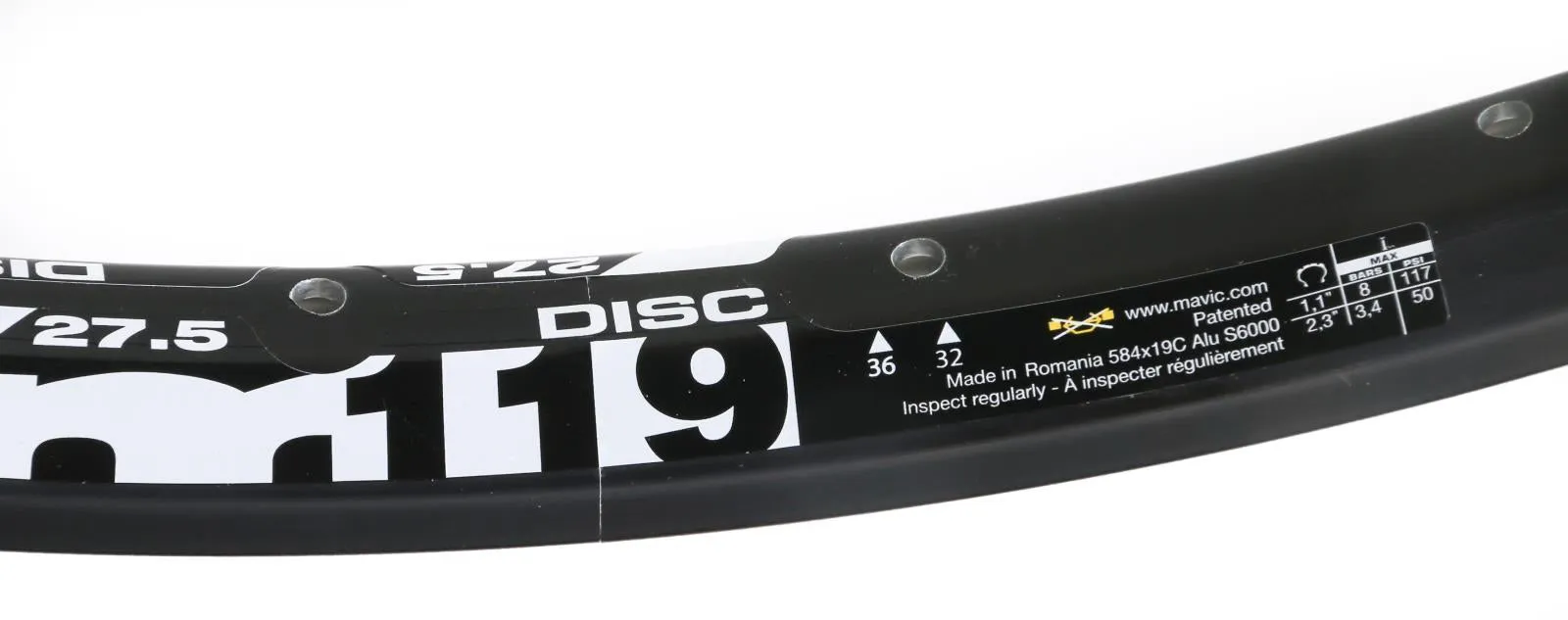 1 QTY Mavic 32 Hole 32H XM119 27.5" / 650b MTB Bike Aluminum Rim Black Disc NEW