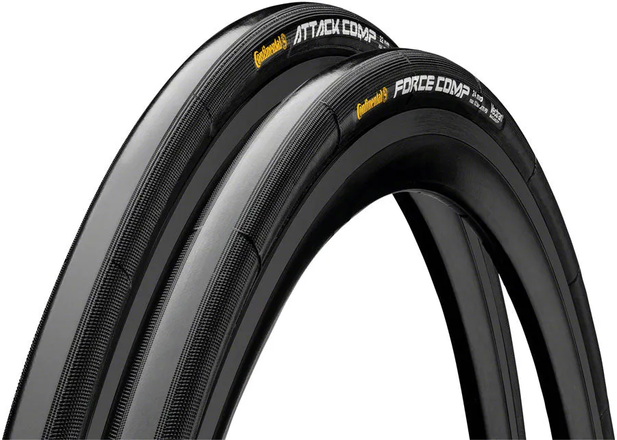 Attack/Force Comp Tire Combo - 700 x 24/22 Tubular Folding BLK BLKChili Vectran Breaker Pair