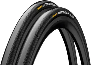 Attack/Force Comp Tire Combo - 700 x 24/22 Tubular Folding BLK BLKChili Vectran Breaker Pair