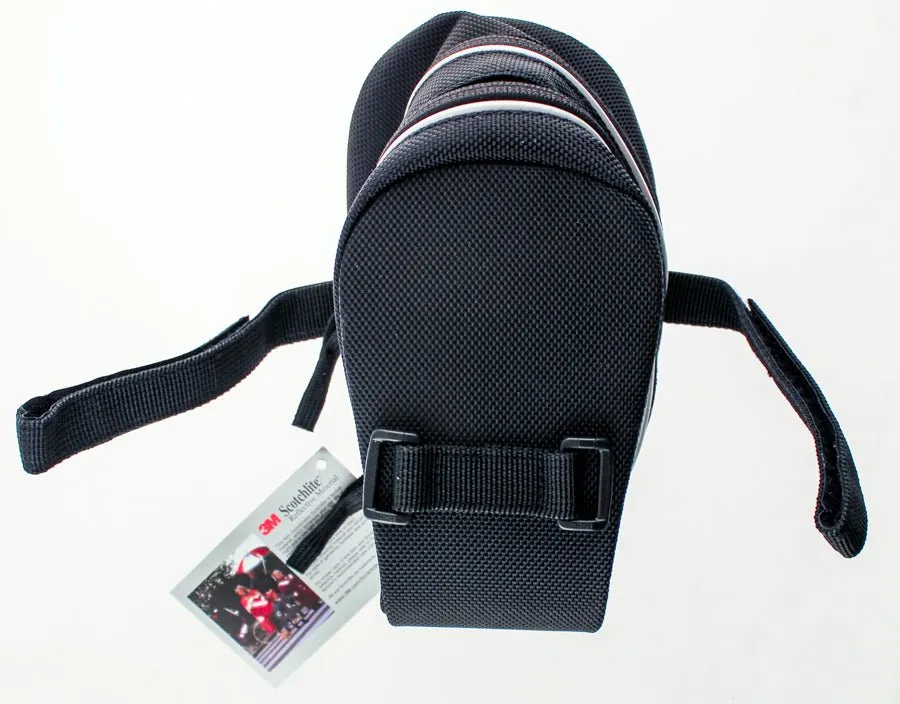 Bicycle Saddlebag Saddle Bag Bike Black  Straps Reflective Expandable NEW