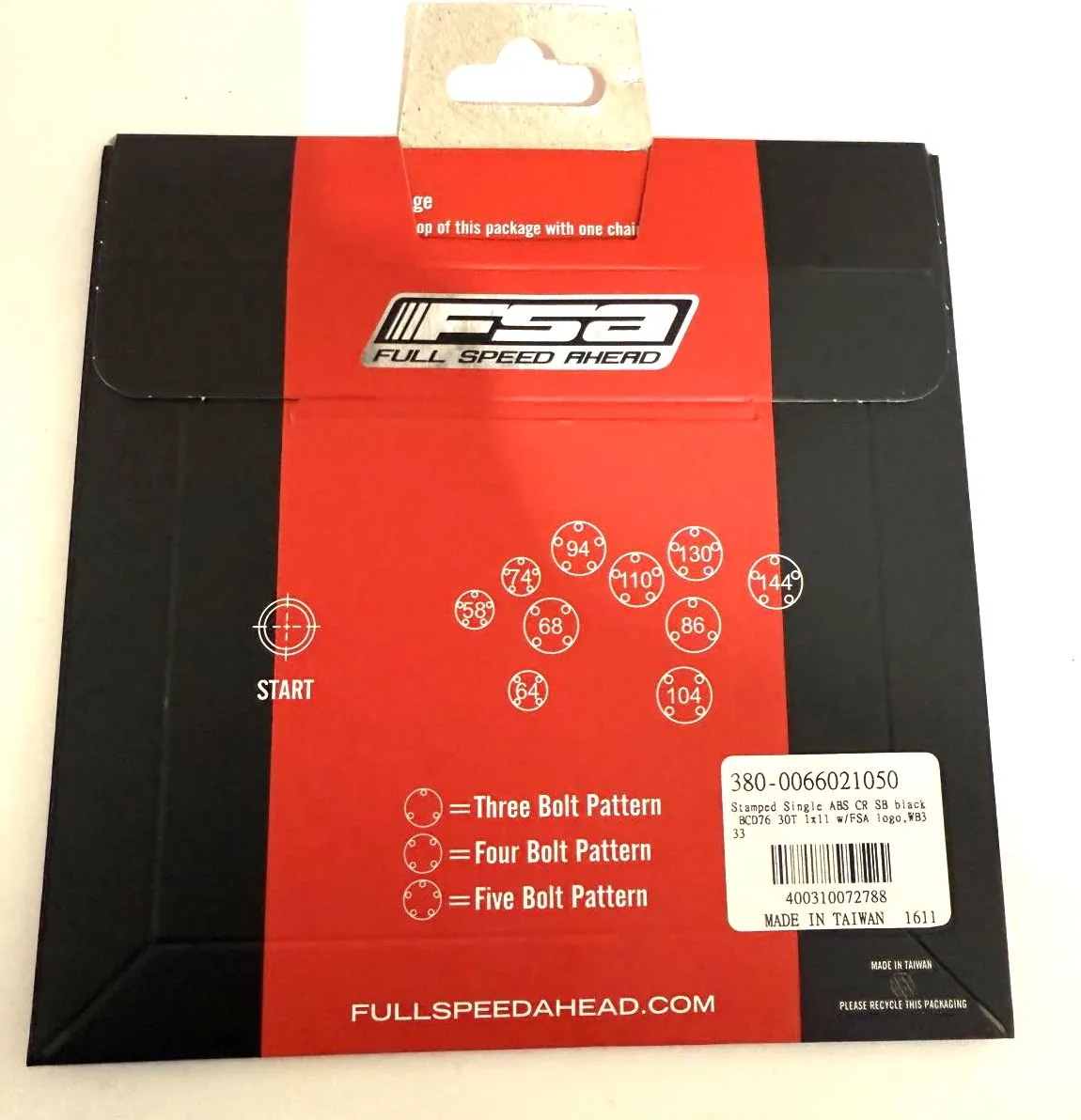 FSA K-FORCE ABS MEGATOOTH MTB Chainring 30T BCD76 4-Bolt 10-11 Speed WB333 Black