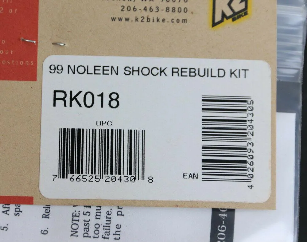 K2 99 NOLEEN Pro-Flex RK018 Shock Seal Rebuild Kit NEW