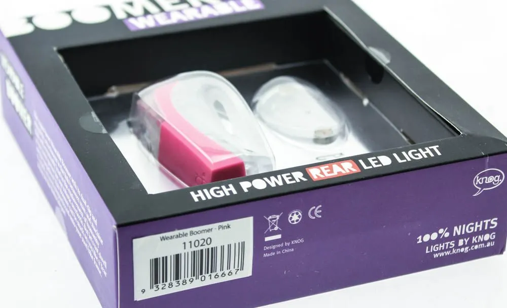 KNOG BOOMER Wearable Bike Rear Pink W/ RED LED Light 7 Lumens 4 Mode 600m NEW