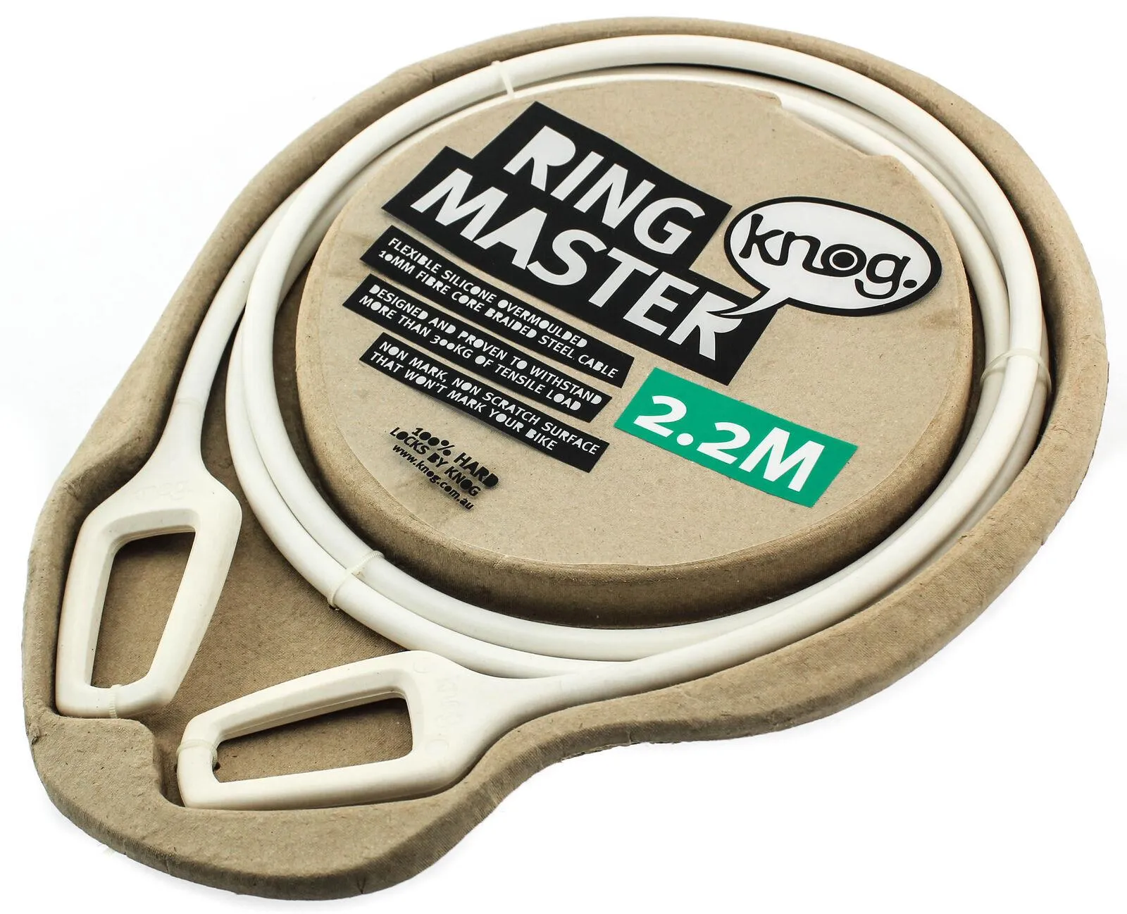 Knog Ring Master 2.2M Bike Cable Bike Silicone Over-Moulded White 10mm Steel NEW