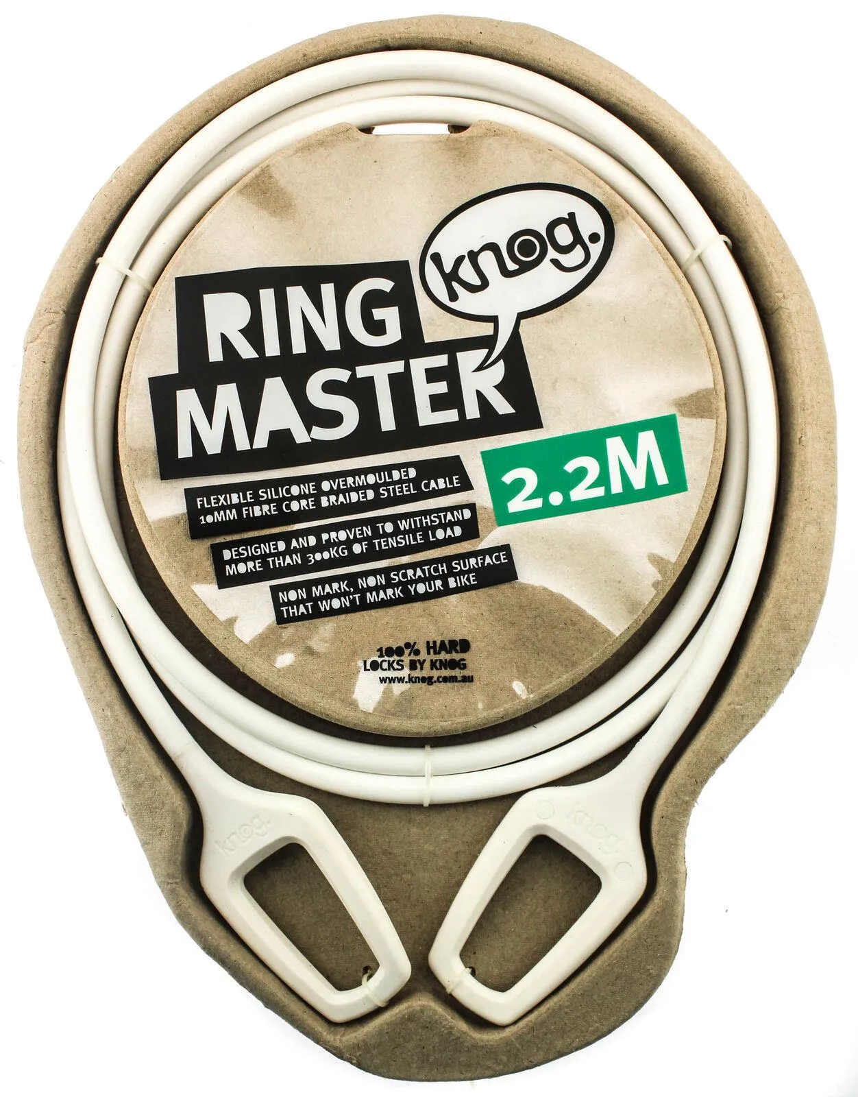 Knog Ring Master 2.2M Bike Cable Bike Silicone Over-Moulded White 10mm Steel NEW