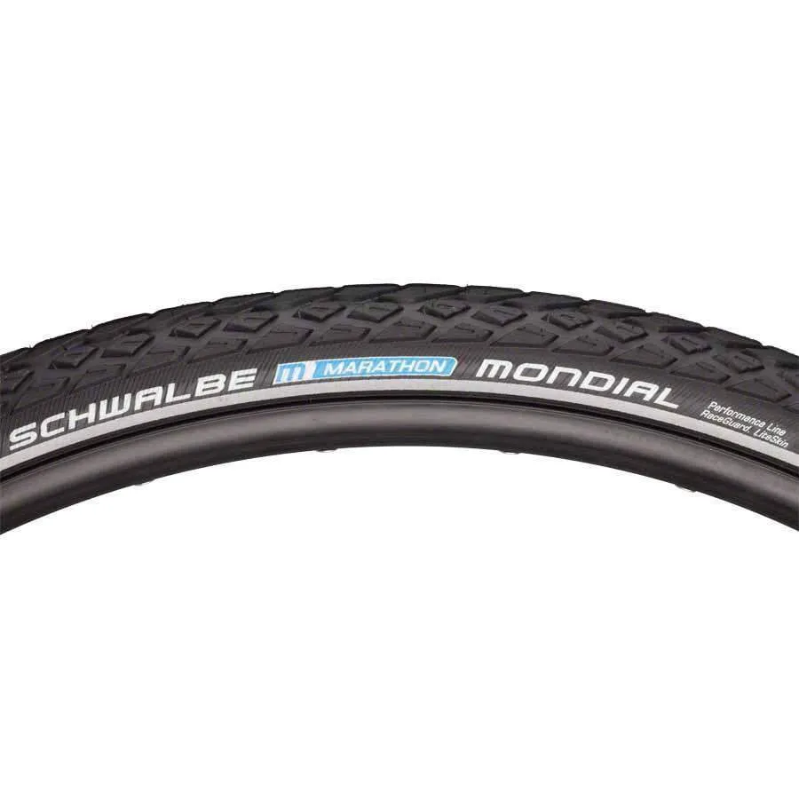 Marathon Mondial Bike Tire: 700 x 35c, Wire Bead, Performance Line, Endurance Compound, RaceGuard, Black/Reflect