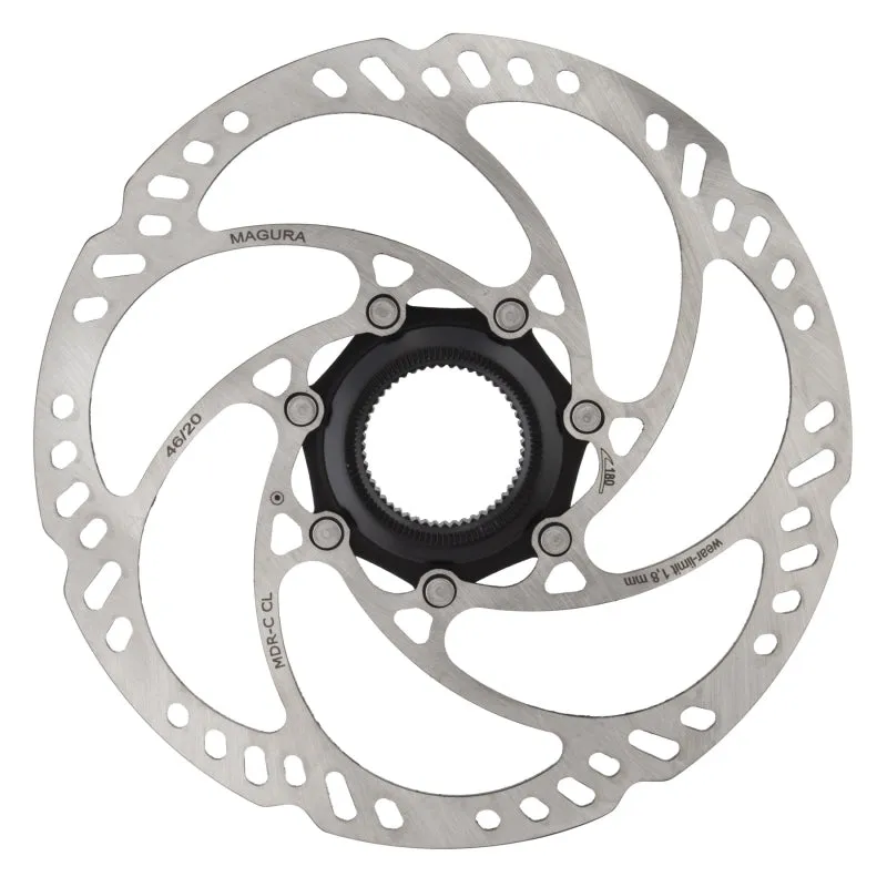 MDR-C CL Disc Brake Rotor - 180mm Center Lock w/Lock Ring Thru Axle eBike Optimized Silver