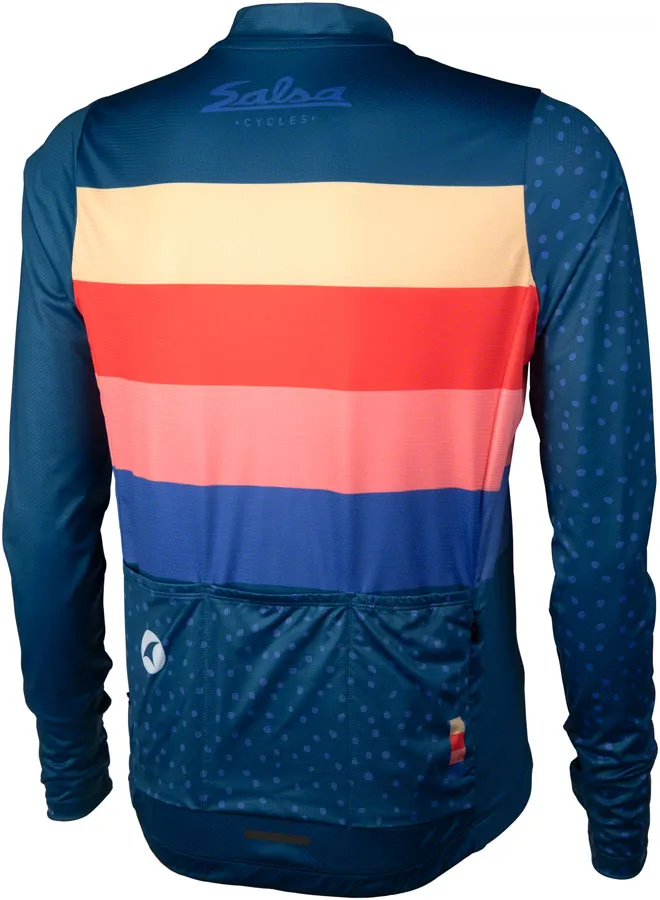 Team Polytone Mens Long Sleeve Jersey - Dark Blue w/ Stripes 3X-Large