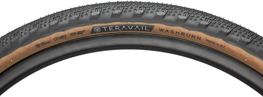 Washburn Tire - 700 x 47 Tubeless Folding Tan Light and Supple